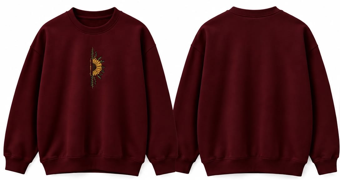 Sunflower Bloom Burgundy Sweatshirt